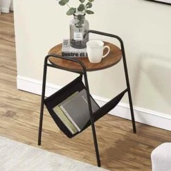 Βοηθητικό τραπέζι σαλονιού Casper Pakoworld μαύρο-καρυδί 40x43x60εκ