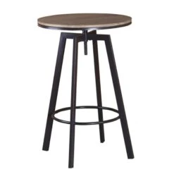 YORK Τραπέζι BAR 63x63x94/104εκ Επιφάνεια:Φ60εκ Μέταλλο Βαφή Σκούρο Καφέ - Καρυδί