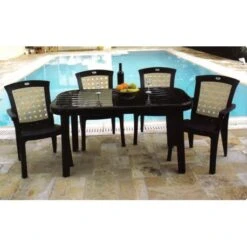 Σετ Ναταλία Τραπεζαρία Κήπου Πλαστική 140x85x74εκ 5τμχ