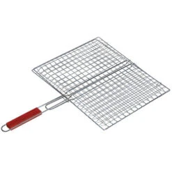 Ανοξείδωτη Σχάρα Καρέ Με Ξύλινο Χερούλι 33x40x63εκ